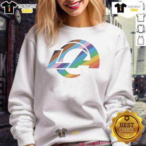 Hot Los Angeles Rams Logo Pride Sweatshirt featuring vibrant colors and team logo, perfect for fans and stylish wear.