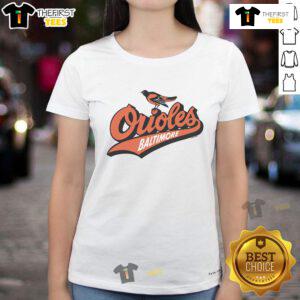 Alt Text: Nice Baltimore Orioles Homage gray tee for ladies featuring a stylish design celebrating the team.