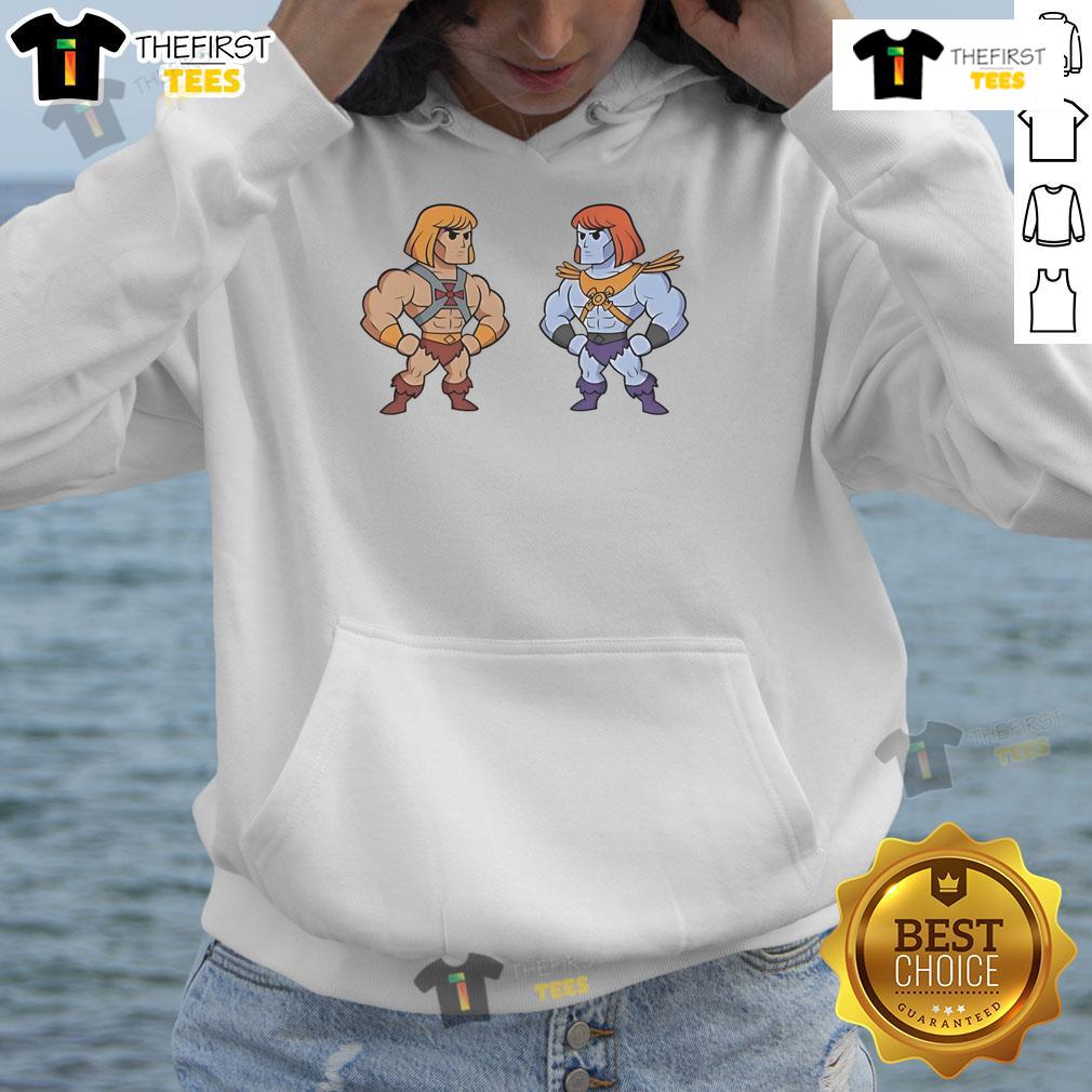 Nice He-Man and Faker hoodie featuring vibrant graphics of iconic characters from the Masters of the Universe series.