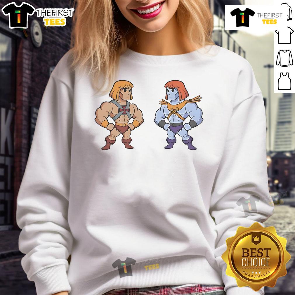 Nice He-Man and Faker sweatshirt featuring vibrant graphics of the iconic characters for fans and collectors.