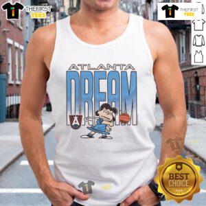 Nice Peanuts Lucy X Atlanta Dream tank top featuring vibrant colors and a playful design, perfect for fans and fashion lovers.