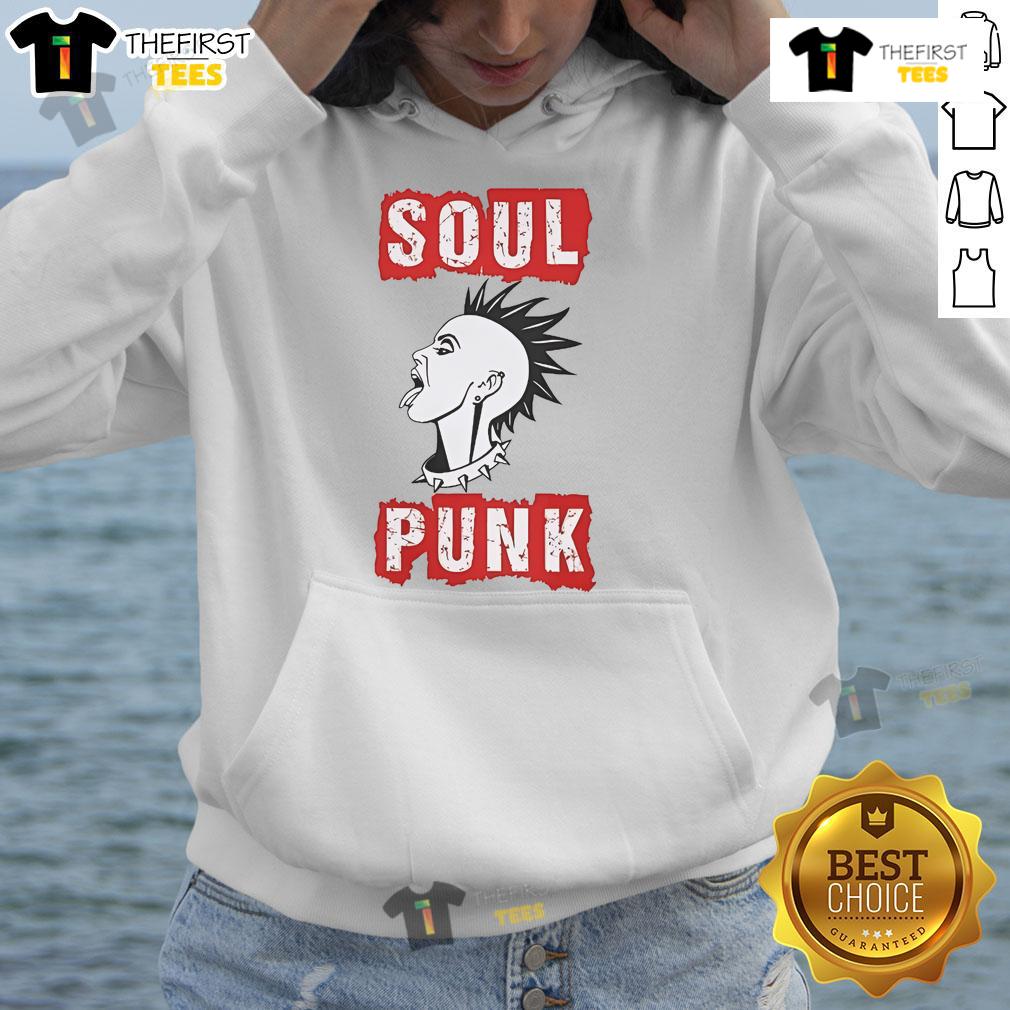Cool soul punk girl wearing a stylish hoodie, showcasing vibrant street style and unique fashion sense.