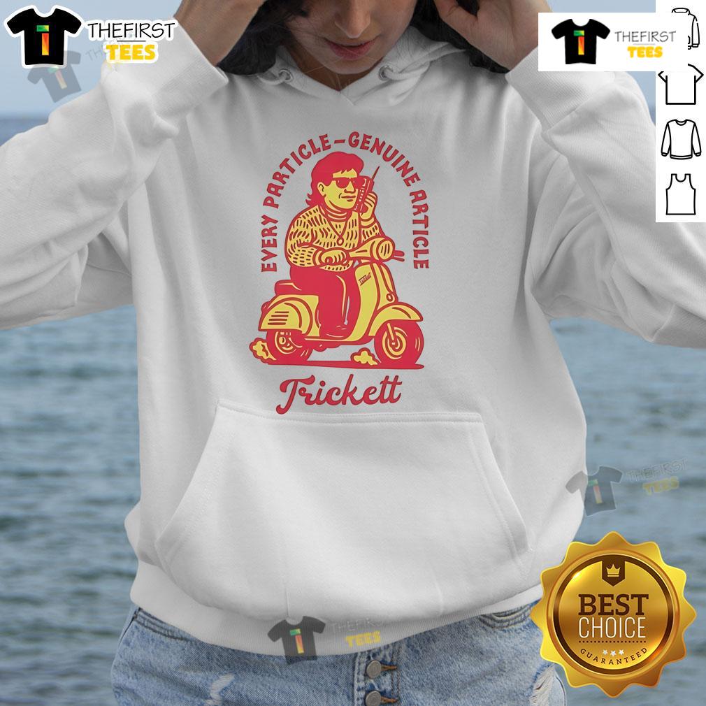 Nice Trickett England Genuine Article scooter hoodie in vibrant colors, perfect for stylish casual wear.