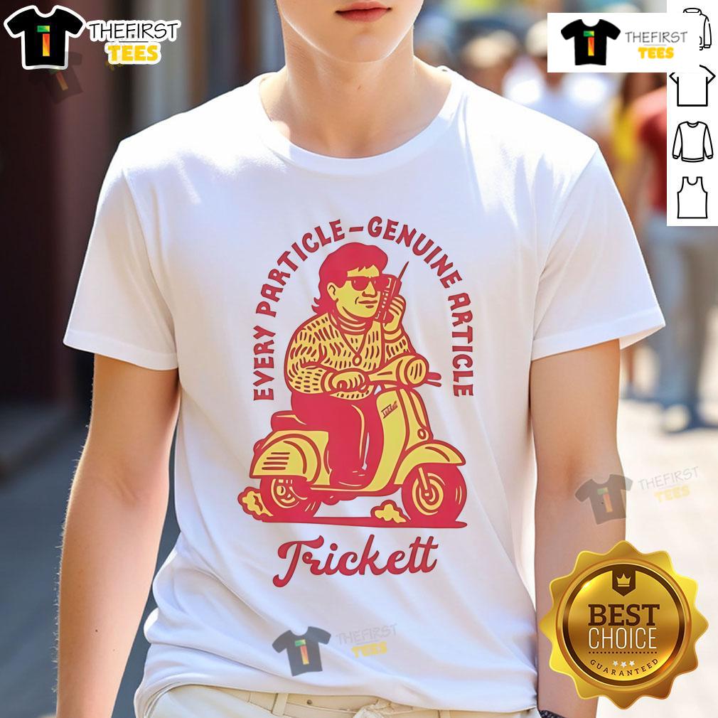 Nice Trickett England Genuine Article Scooter T-Shirt featuring vibrant design, perfect for scooter enthusiasts and fashion lovers.