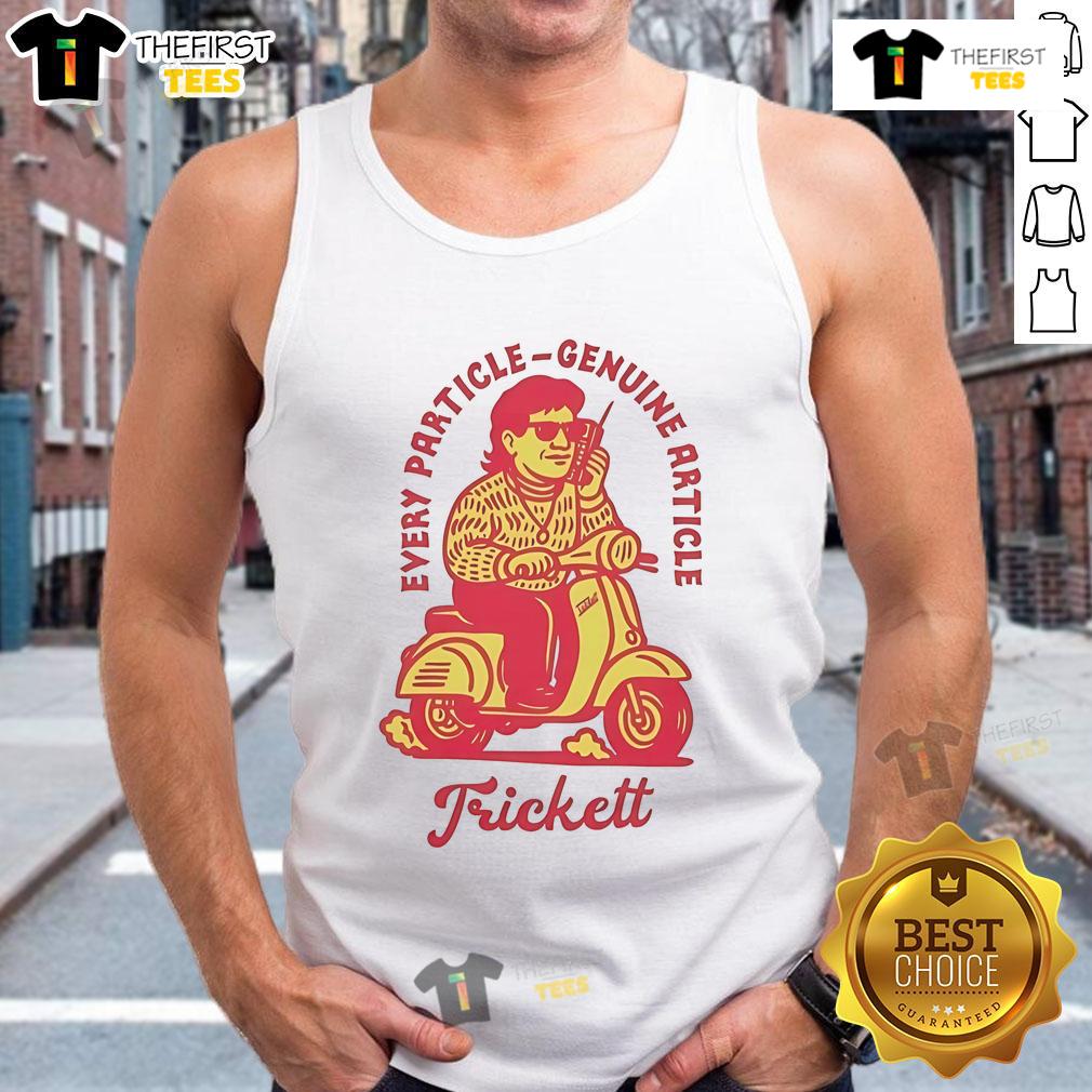 Nice Trickett England Every Particle Genuine Article Scooter Tank Top in vibrant colors, perfect for casual summer wear.