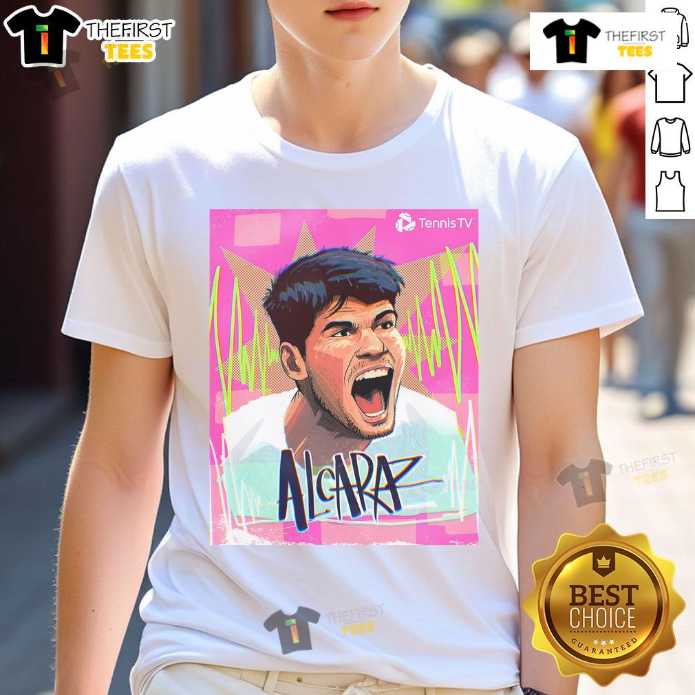 Official 2025 Italian Open ATP Masters 1000 Champion T-Shirt featuring Carlos Alcaraz design in Rome.