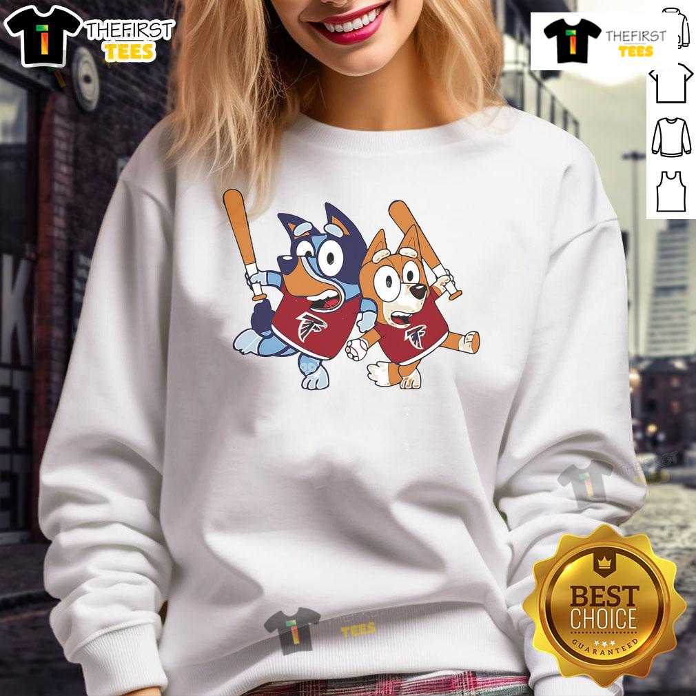 Official Bluey Atlanta Falcons Bluey Family Baseball Sweatshirt featuring vibrant team colors and cozy design.
