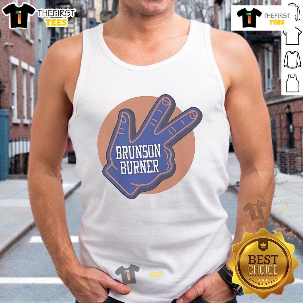 Official Brunson Burner New York Knicks tank top featuring vibrant team colors and stylish design for fans.