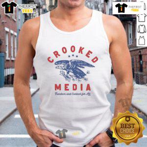 Alt Text: Official Crooked Eagle Media tank top featuring Freedom and Content for All slogan in bold design.