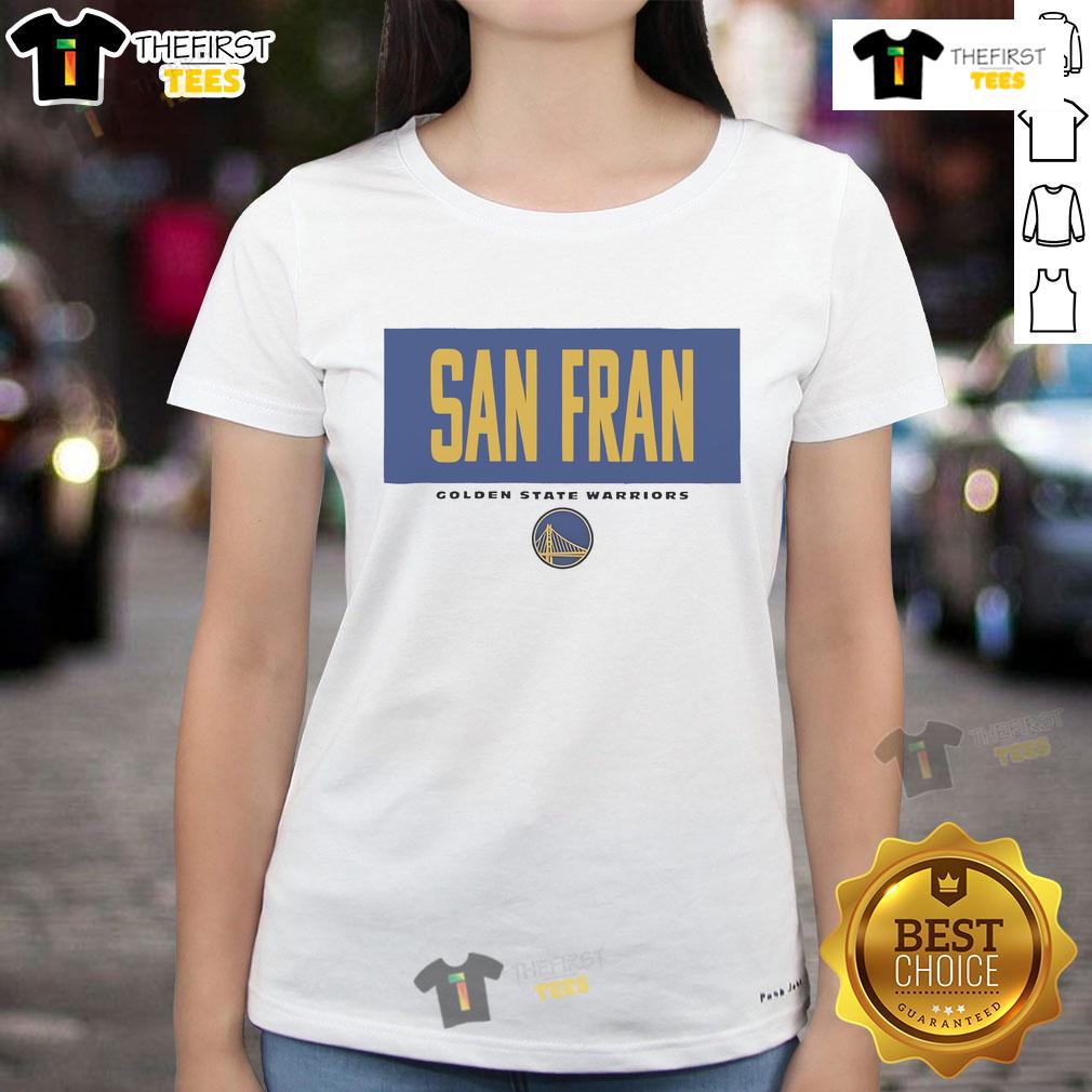 Official Golden State Warriors San Fran Crossbar Ladies Tee featuring team logo and stylish design for women fans.