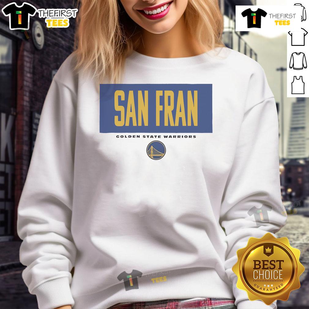 Official Golden State Warriors San Fran Crossbar Sweatshirt in navy, featuring team logo and stylish design for fans.