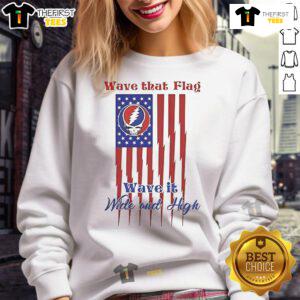 Official Grateful Dead 'Wave That Flag' sweatshirt featuring colorful design, perfect for fans and collectors.