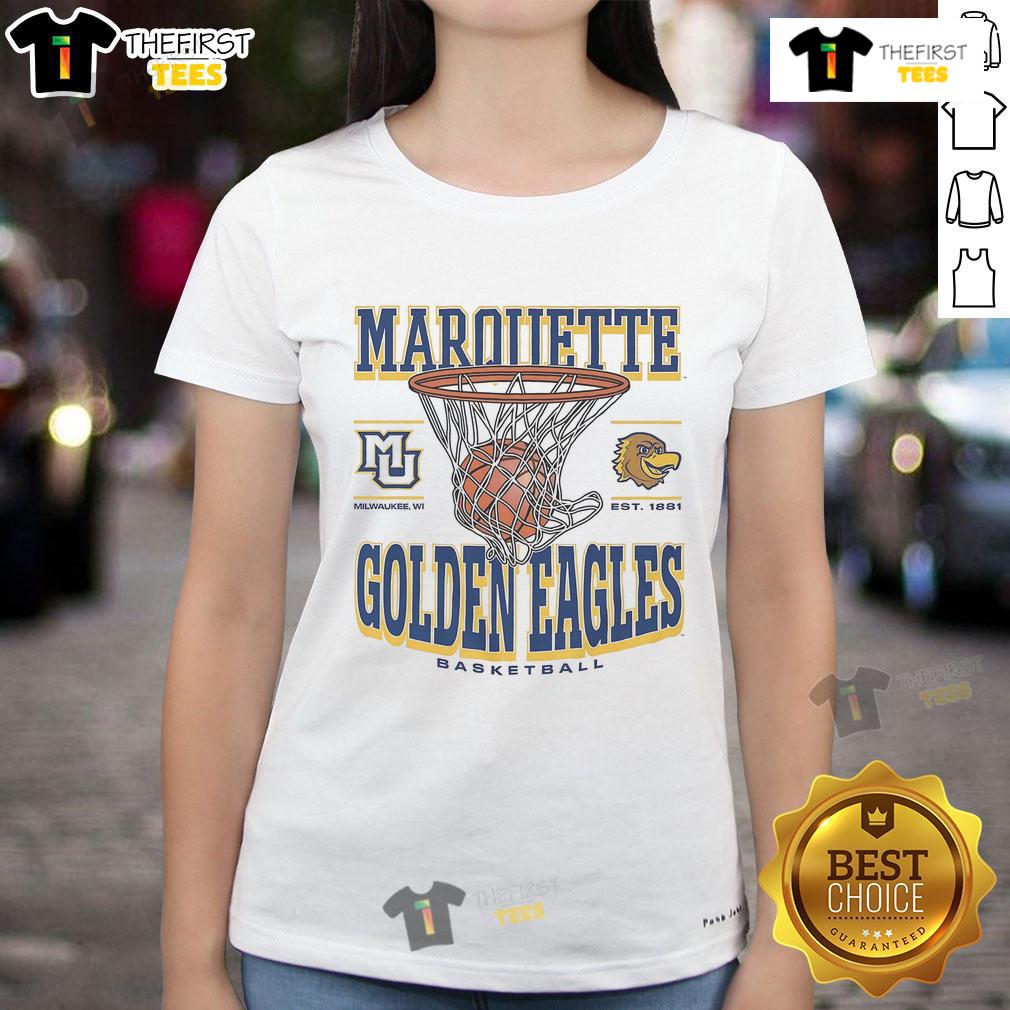 Official Marquette Golden Eagles Game Time Ladies Tee in navy blue, showcasing team pride for fans and supporters.