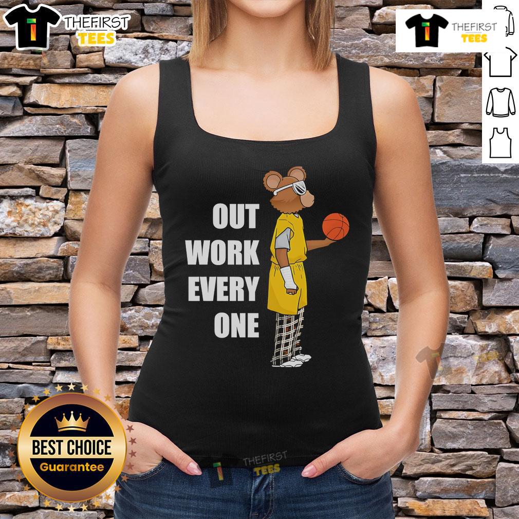 Official Outwork Everyone Bear Basketball Tank Top featuring a sporty design and bear graphic for basketball enthusiasts.