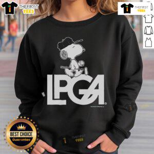 Alt Text: Official Peanuts X LPGA Snoopy sweatshirt featuring a playful Snoopy design, perfect for fans and golf enthusiasts.