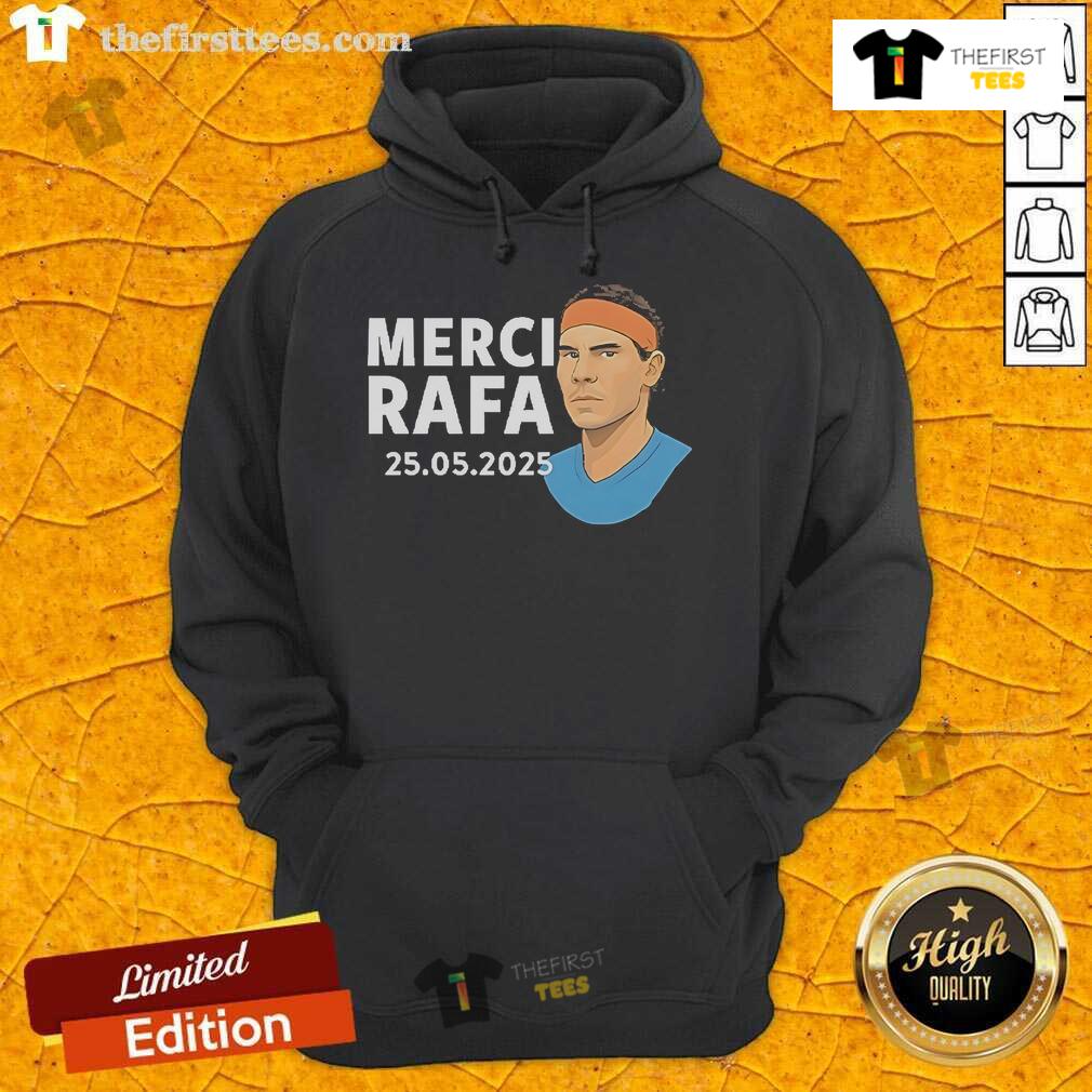 Official Roland Garros Merci Rafa Hoodie in stylish design, celebrating Rafael Nadal's legacy in tennis fashion.