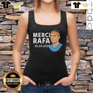 Alt Text: Official Roland Garros Merci Rafa tank top featuring a stylish design, perfect for tennis fans and sports enthusiasts.