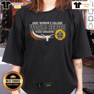 Official Texas Longhorns Women's Softball 2025 CWS Bound Ladies Tee featuring team colors and logo.