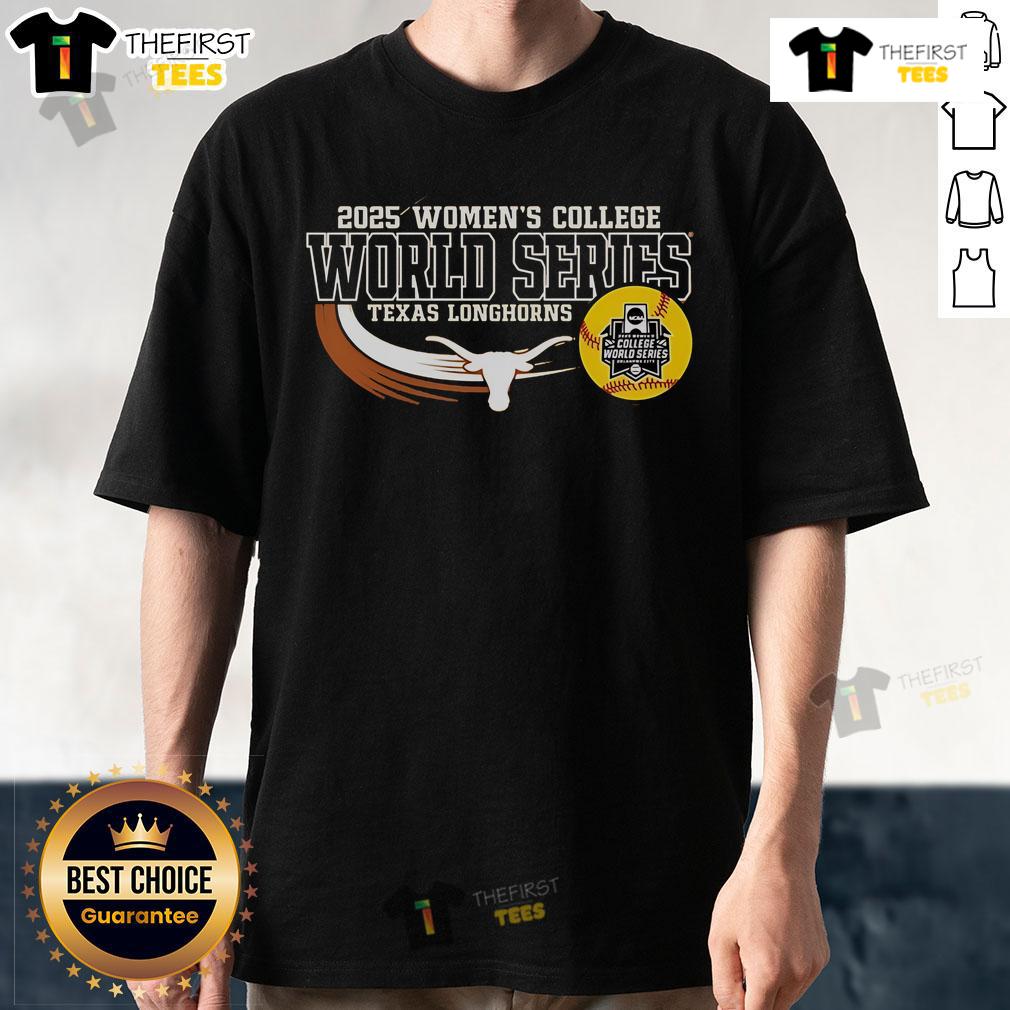 Alt Text: Official Texas Longhorns Women's Softball 2025 CWS Bound T-Shirt featuring team colors and logo for supporters.