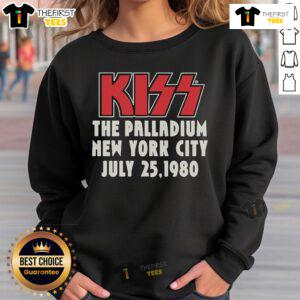 Official The Palladium Kiss sweatshirt from the New York City concert on July 25, 1980, featuring iconic band graphics.