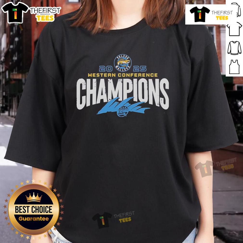 Official Toledo Walleye X 2025 ECHL Western Conference Champions special ladies tee featuring team logo and design.