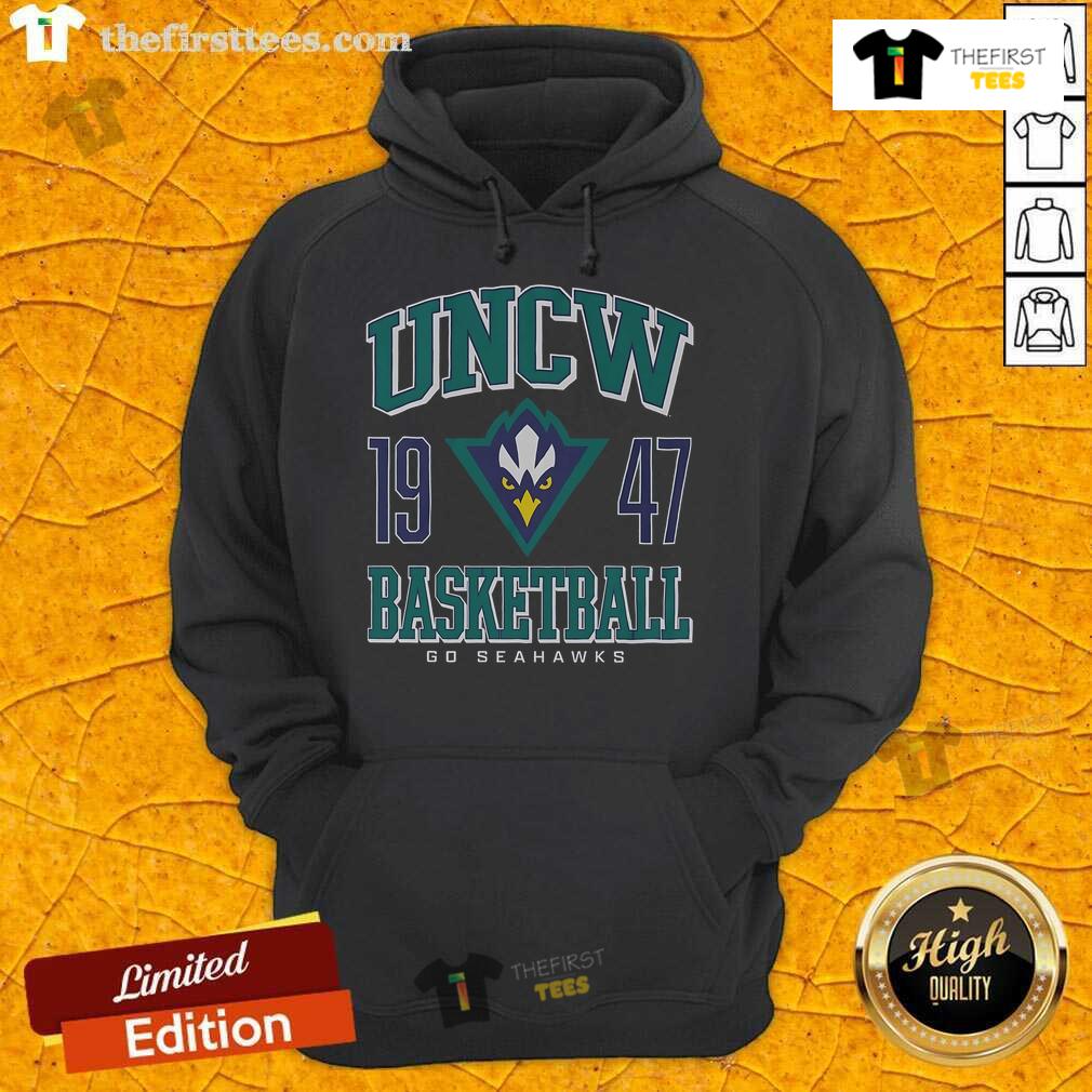 Official UNC Wilmington Seahawks Basketball 1947 Hoodie featuring team colors and logo for fans and players.