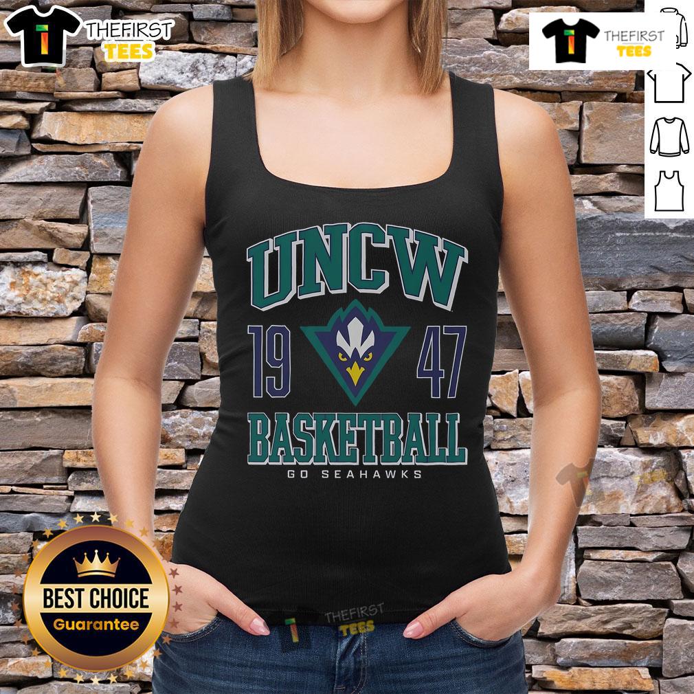 Alt Text: Official UNC Wilmington Seahawks Basketball 1947 tank top showcasing team colors and logo, perfect for fans.