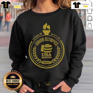Official USA Boxing 2024 National Junior Olympic Summer Festival sweatshirt featuring logo and vibrant design.