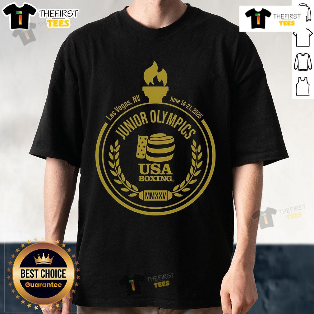 Alt Text: Official USA Boxing 2024 National Junior Olympic & Summer Festival T-Shirt featuring vibrant design and sport logo.