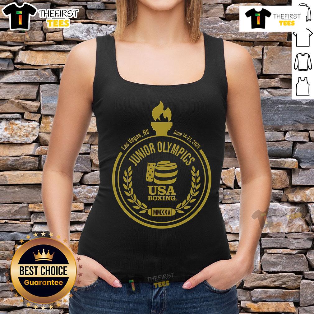 Official USA Boxing 2024 National Junior Olympic Summer Festival tank top featuring vibrant design and logo.