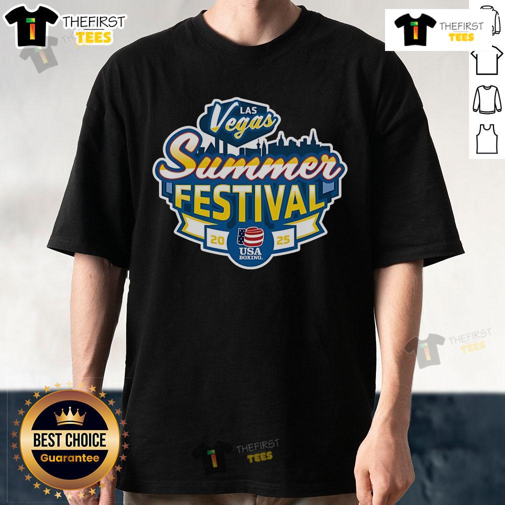 Official USA Boxing 2025 Las Vegas Summer Festival T-Shirt featuring vibrant graphics and event branding.