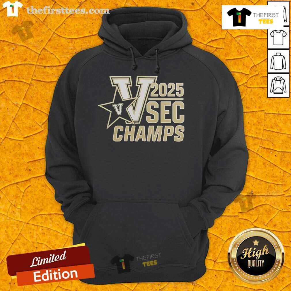 Vanderbilt Baseball 2025 SEC Champions Hoodie featuring team colors and logo for fans and supporters.