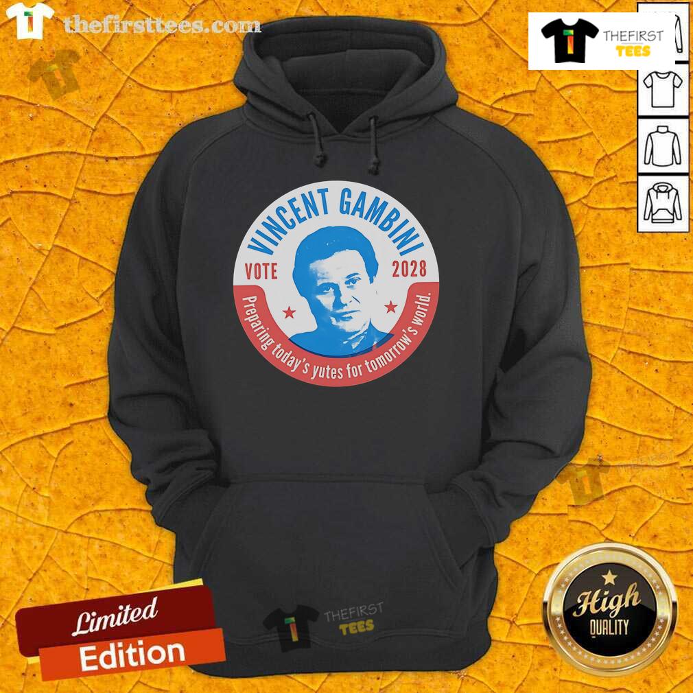 Official Vincent Gambini 2028 Hoodie featuring a stylish design, perfect for fans of the iconic character.