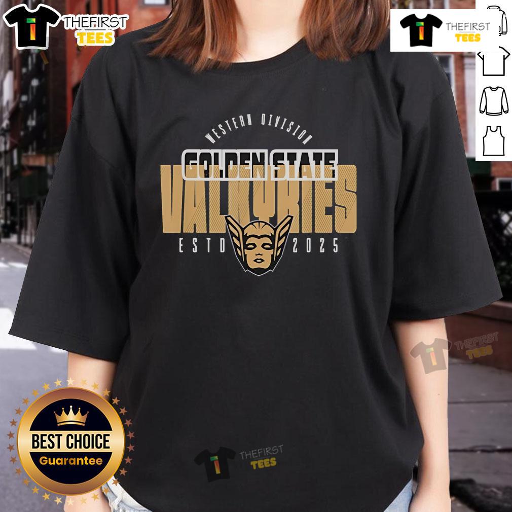 Official WNBA Golden State Valkyries Block City 2025 ladies tee featuring vibrant team colors and stylish design.