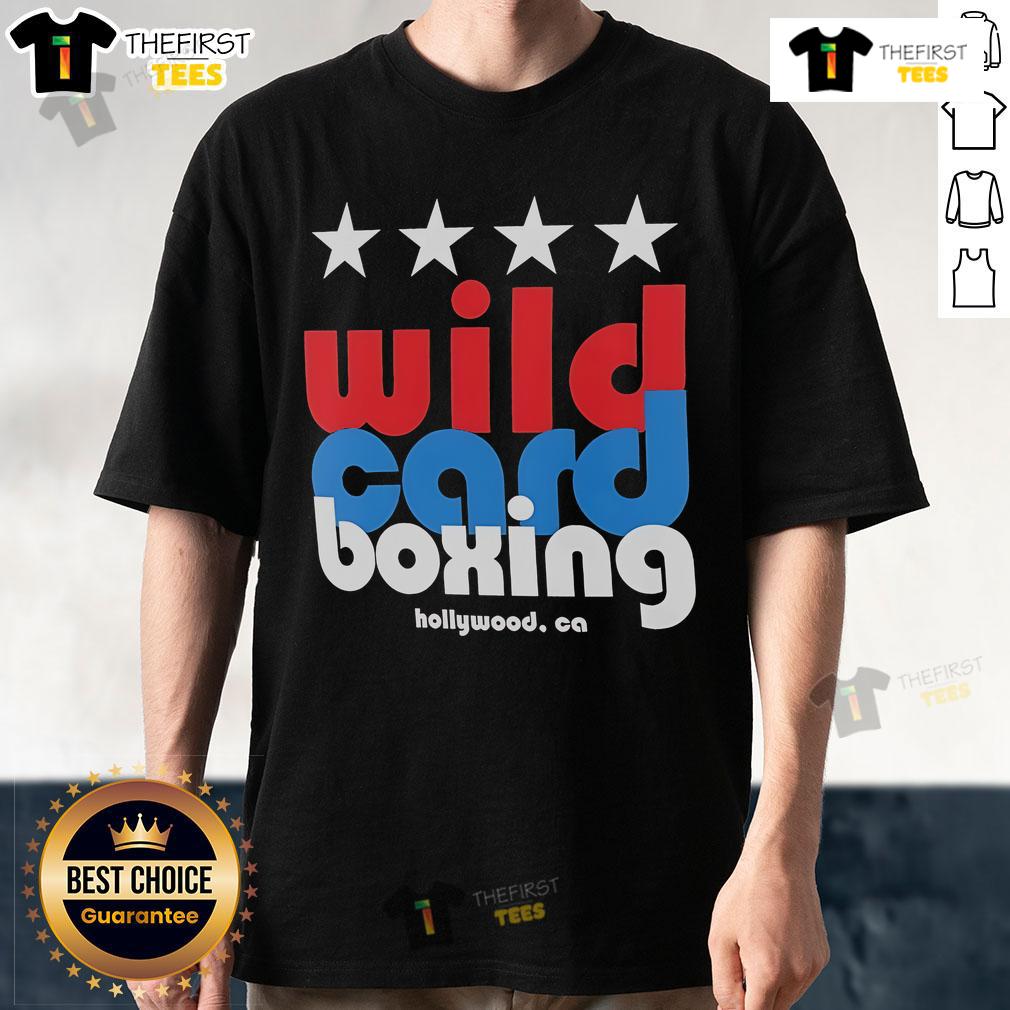 Official Wild Card Boxing Hollywood T-Shirt featuring iconic logo and stylish design for boxing enthusiasts.