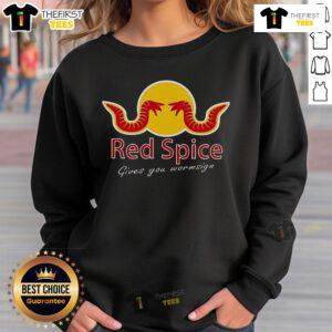 Alt Text: Original Red Spice 'Give You Wormsign' sweatshirt featuring bold graphics and a comfortable fit, perfect for casual wear.