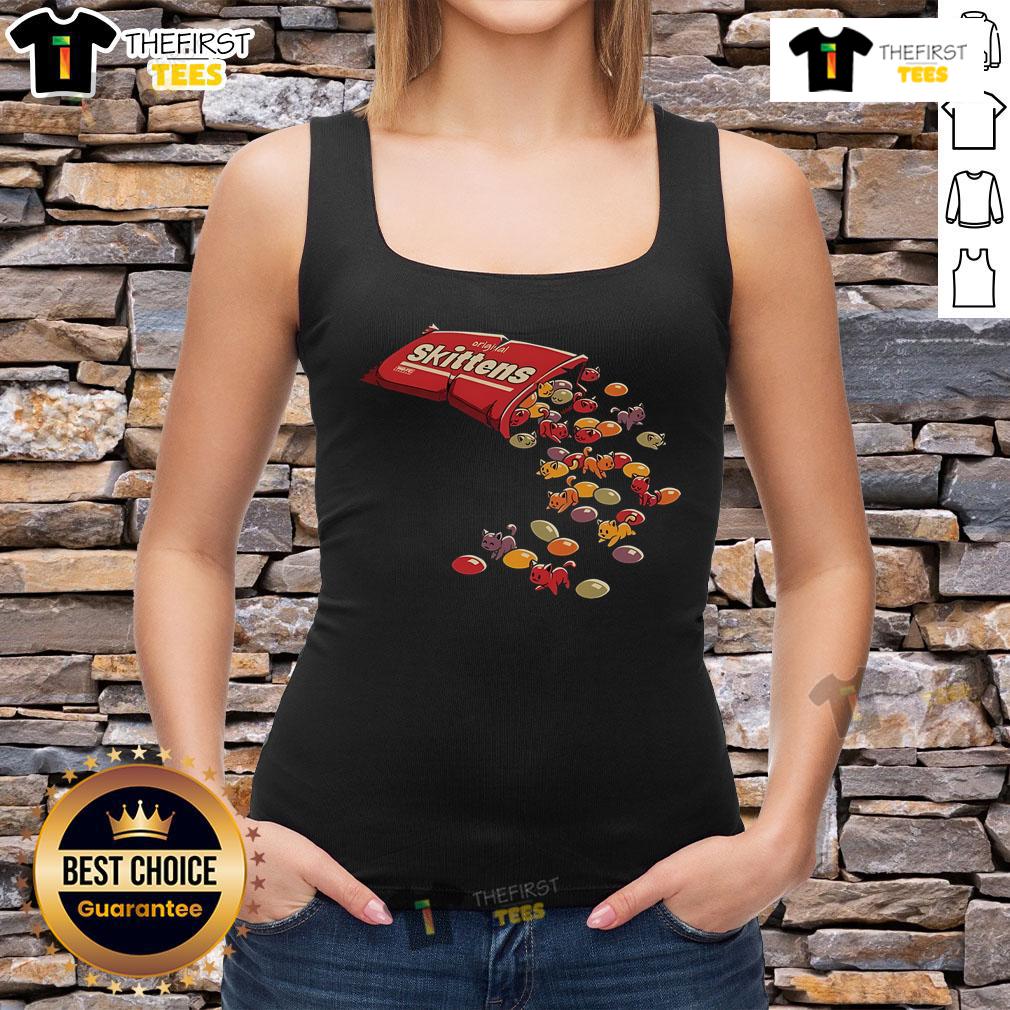 Cute candy cat tank top featuring original kittens design, perfect for cat lovers and casual summer outfits.