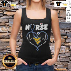 Alt Text: Original West Virginia Nurse It's A Work Of Heart Tank Top in vibrant colors, showcasing pride for nursing profession.