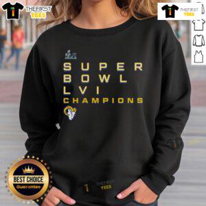 Premium Los Angeles Rams Super Bowl LVI Champions sweatshirt featuring vibrant team colors and logo.