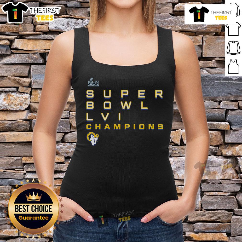 Premium Los Angeles Rams Super Bowl LVI Champions tank top featuring team logo and vibrant colors for fans.