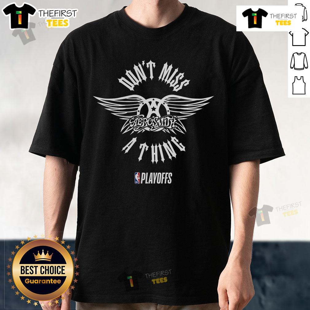 Premium NBA Playoffs X Aerosmith T-Shirt featuring vibrant graphics, perfect for sports and music fans.