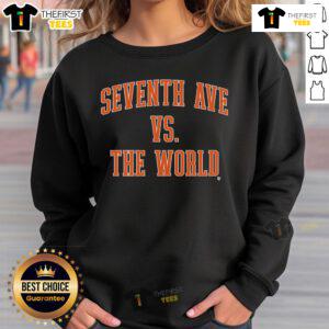 Premium New York Basketball Seventh Ave vs The World Sweatshirt showcasing stylish design and vibrant colors.