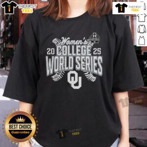 Premium Oklahoma Sooners 2025 NCAA Softball Women's College World Series Ladies Tee in vibrant colors.
