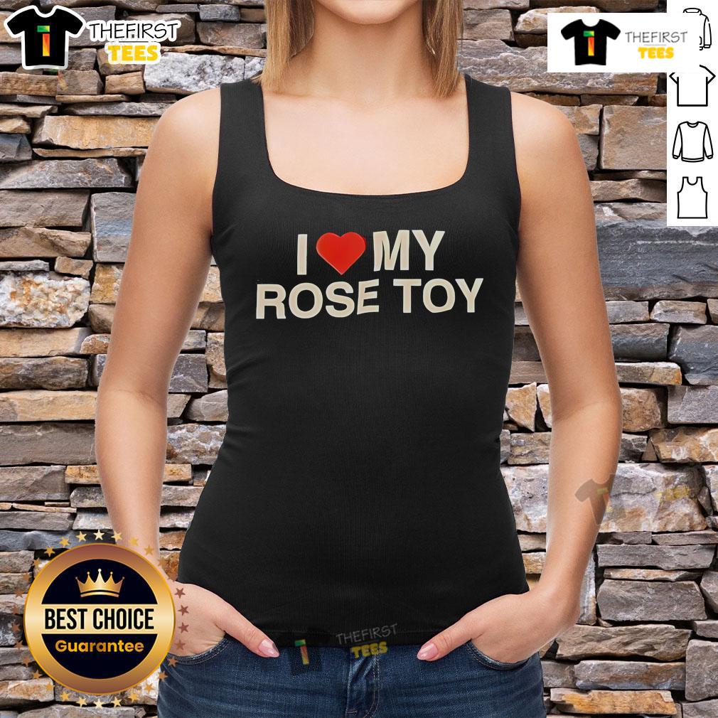 Pretty I Love My Rose Toy Tank Top featuring a vibrant rose graphic, perfect for casual summer outfits.