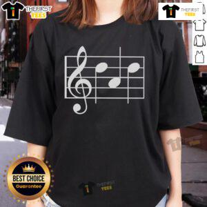 Pretty musical notes ladies tee featuring vibrant designs, perfect for music lovers and casual wear enthusiasts.