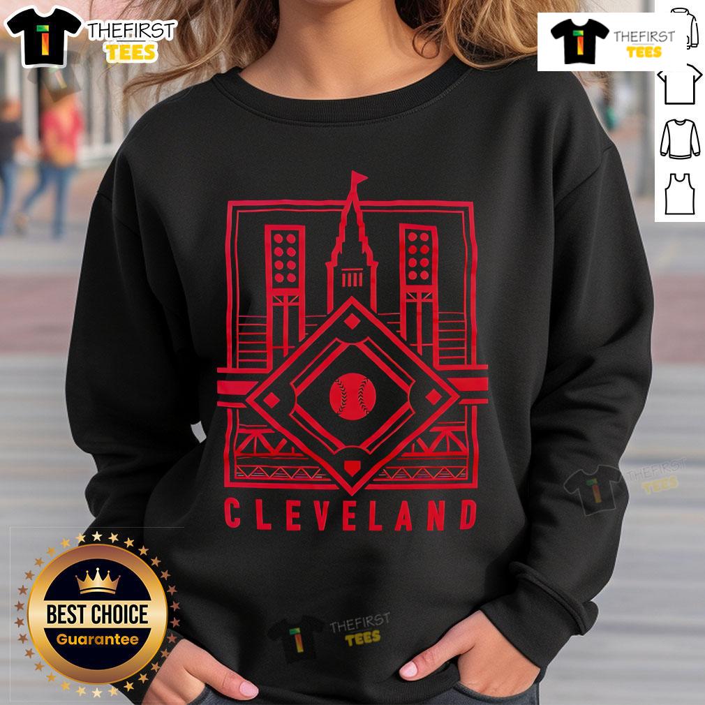 Top Cleveland Baseball Diamond Linework Sweatshirt featuring stylish graphic design for sports fans and casual wear.