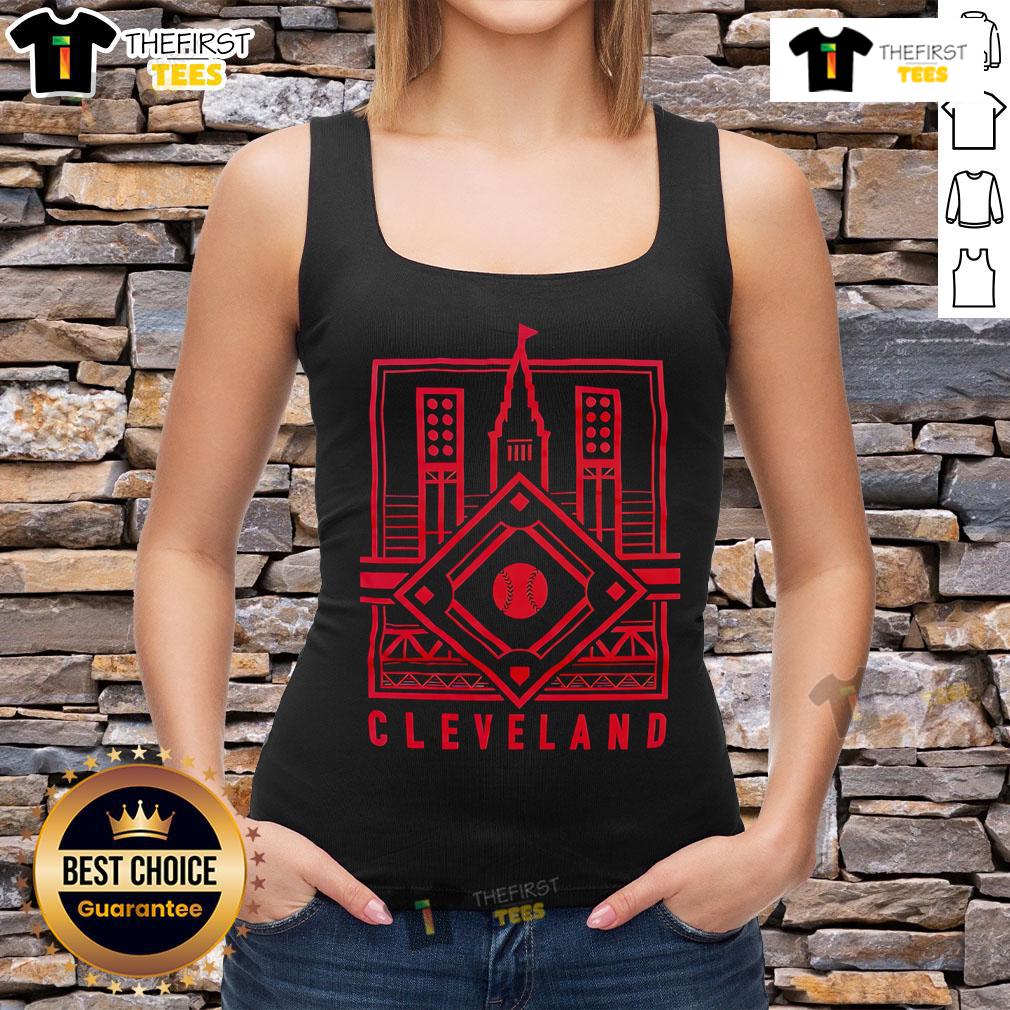 Top Cleveland Baseball Diamond Linework Tank Top featuring a stylish design for fans of Cleveland baseball.