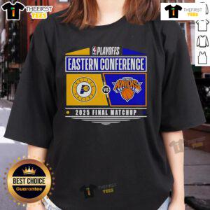 Top Indiana Pacers vs New York Knicks 2025 Eastern Conference Finals NBA Playoffs matchup ladies tee design