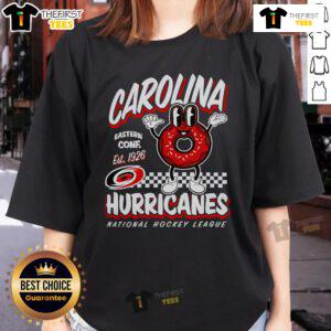 Top Mitchell & Ness Carolina Hurricanes Black Local Food 2025 Ladies Tee showcasing stylish design for fans.