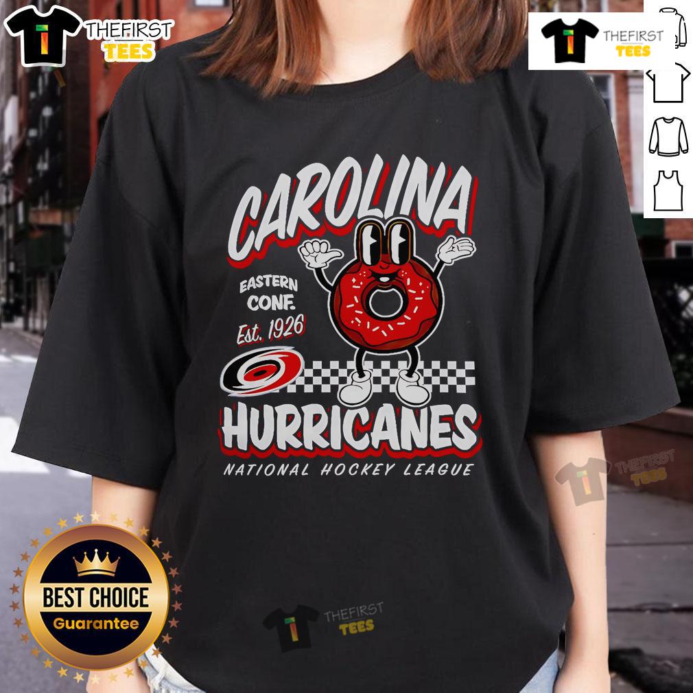 Top Mitchell & Ness Carolina Hurricanes Black Local Food 2025 Ladies Tee showcasing stylish design for fans.